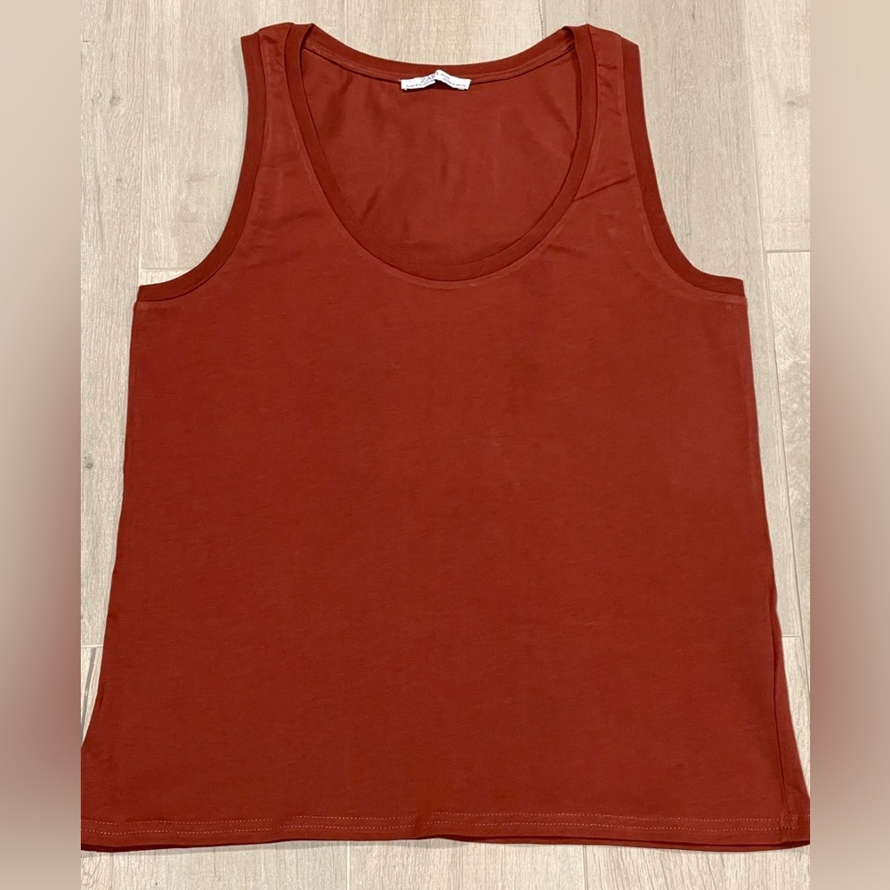 Zara Basic Tank Top Size M Brick Rust color 100% Cotton